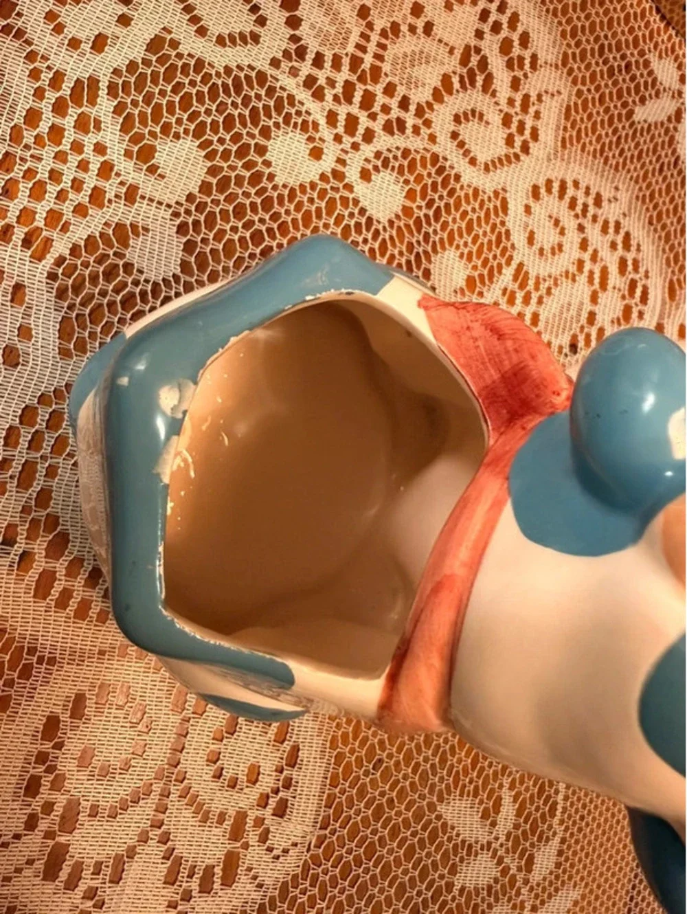 Cooks Tools Ceramic Cow Utensil Holder Blue Spotted Farmhouse Kitchen Decor